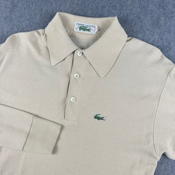 Vintage Chemise Lacoste Long Sleeve Polo Shirt Mens Crocodile Logo 60s 70s Rare - Picture 1 of 7
